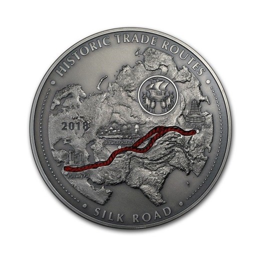 Hedvábná stezka stříbrná mince 5 oz