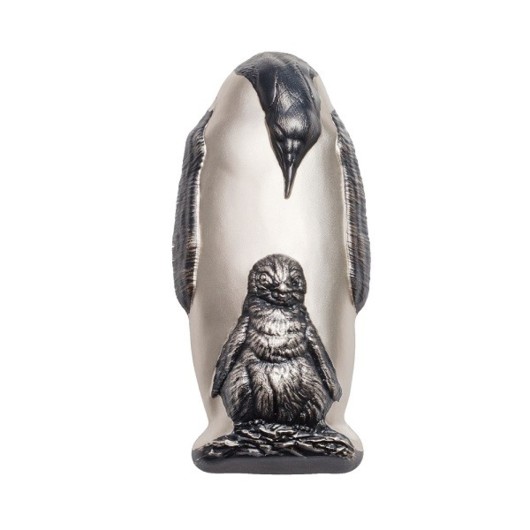 Tučňák císařský s mládětem stříbrná mince 88 g