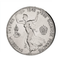Stříbrná pětikoruna Františka Josefa I. z roku 1908 avers