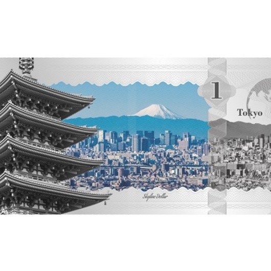 Skyline Dollar série - Panorama Tokia ve stříbře