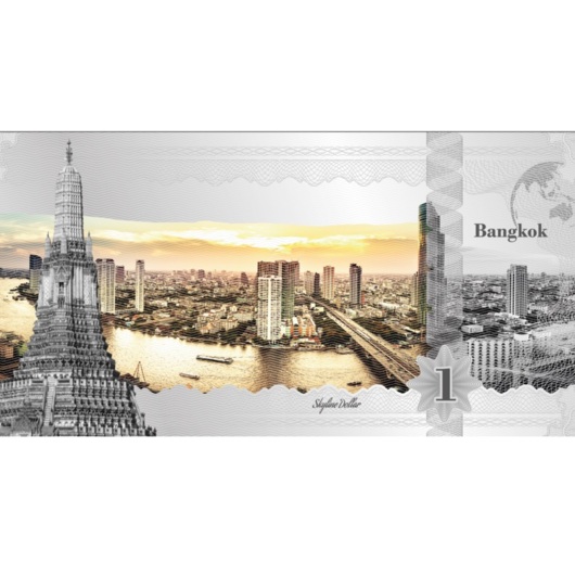 Skyline Dollar série - Panorama Bangkoku ve stříbře