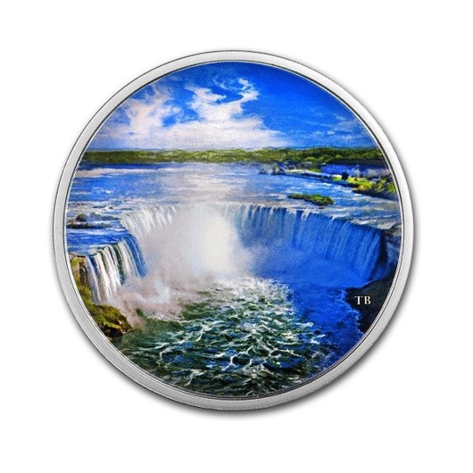 Ohňostroj nad Niagarskými vodopády stříbrná mince 2 oz proof