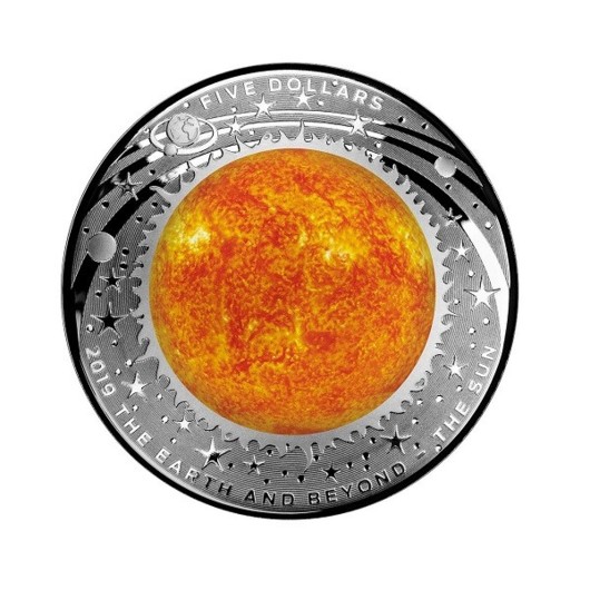 Slunce stříbrná mince 1 oz Proof kolorovaná