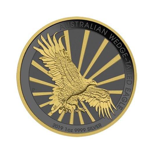 Orel klínoocasý stříbrná mince 1 oz zušlechtěná zlatem a rutheniem