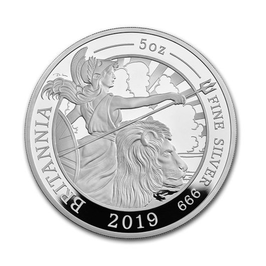 Britannia 2019 stříbrná mince 5 oz proof
