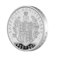 Safírové výročí korunovace Alžběty II. stříbrná mince Piedfort proof