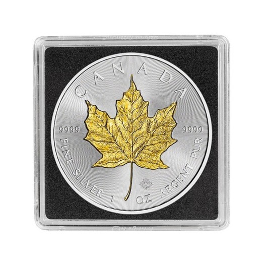 Javorový list 2017 stříbrná mince 1 oz pozlacená