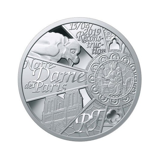 Obnova Notre Dame stříbrná mince Proof