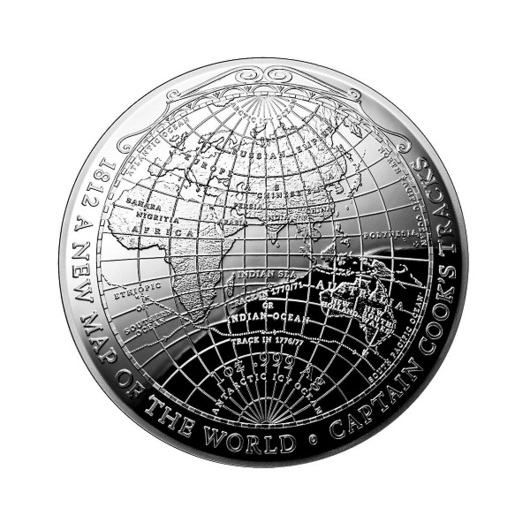 Nová mapa světa 1626 stříbrná mince 1 oz proof